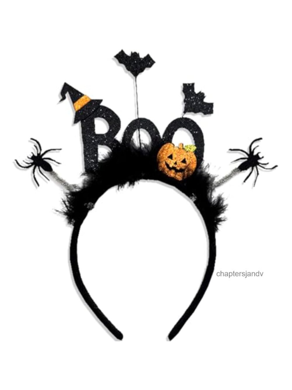 Halloween BOO Pumpkin Headband Glitter Bat Spider Adult One Size Fit All